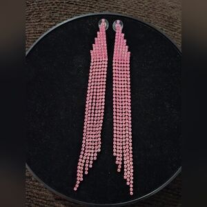 Chic Pink Crystal Drop Earrings